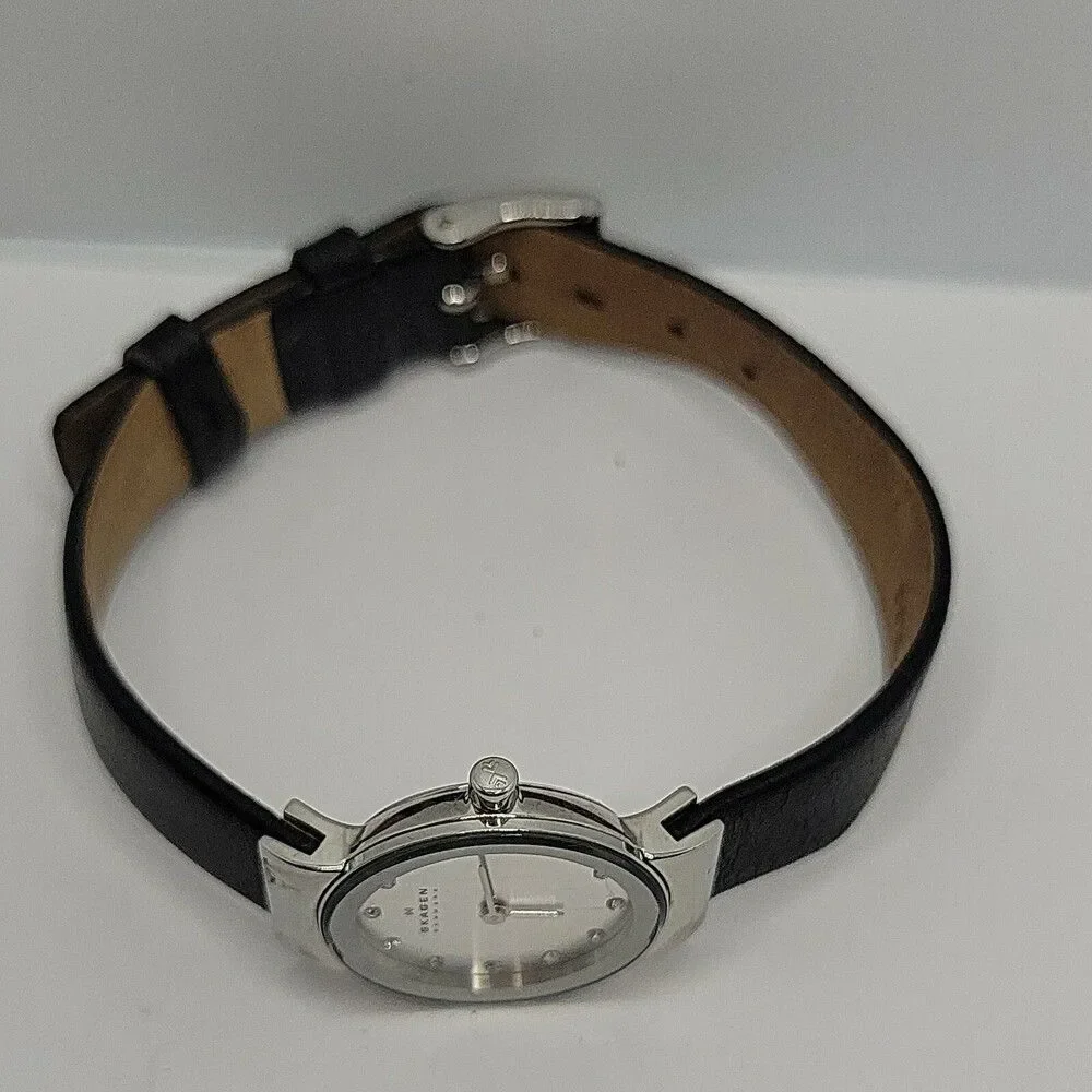 Skagen Steel 358XSSLBC Womens Black Leather Analog Dial Quartz Wrist Watch AM751